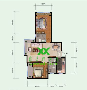燕郊汇福悦榕湾住宅两居户型