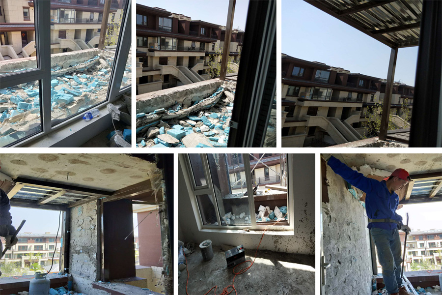 路径阳光城小区铲墙皮砸墙